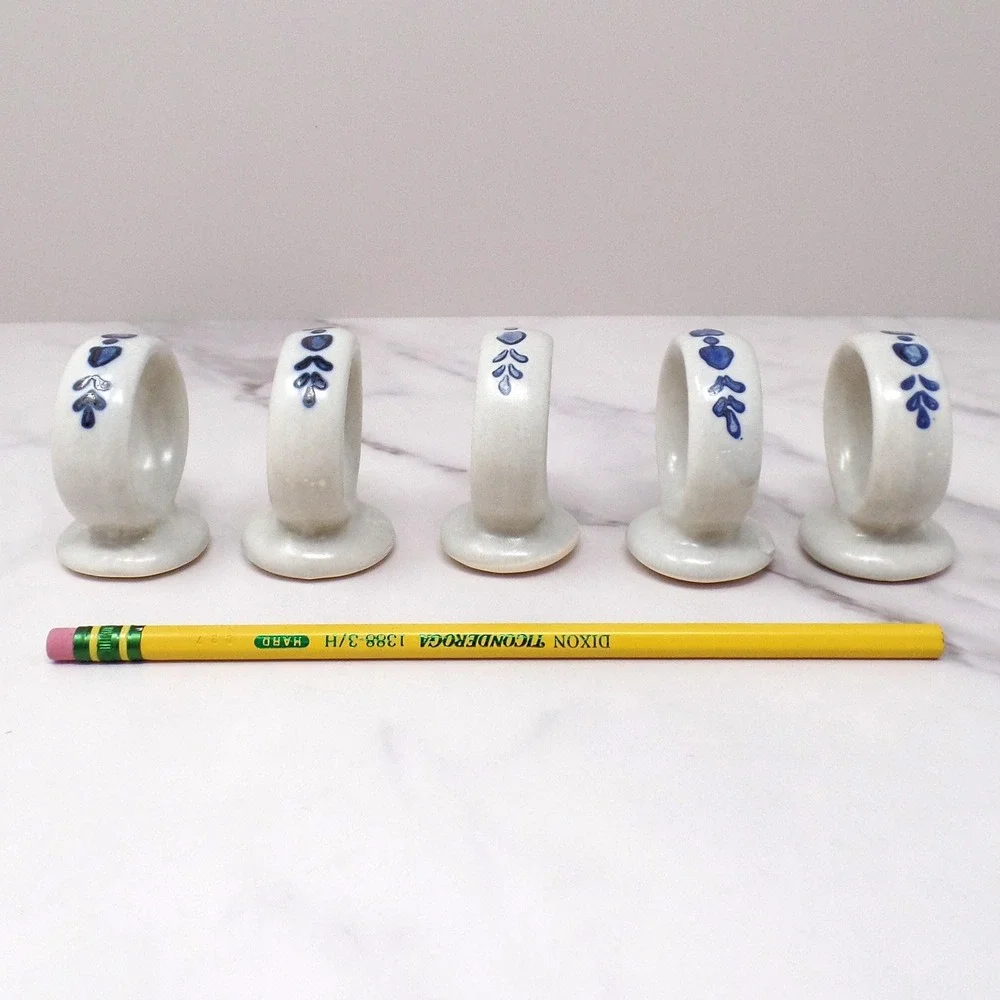 Vintage Ceramic Pfaltzgraff Yorktowne Napkin Rings, set of 5  (1980s-90s)